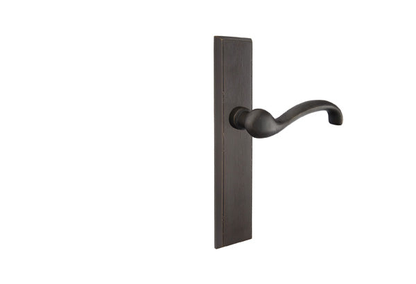 Emtek Configuration 1 1 1/2" x 11" Rectangular Sandcast Multipoint Lock Trim - Shown with Medium Bronze Teton Lever Medium Bronze