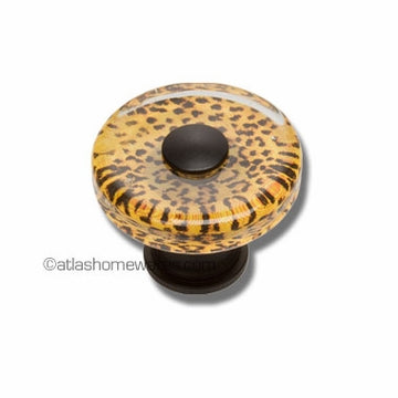 Cheetah Glass Round Knob 1 1/2 Inch Matte Black