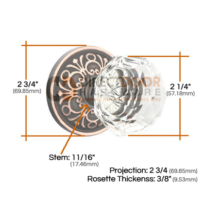 Emtek Diamond Crystal with Lancaster Rosette