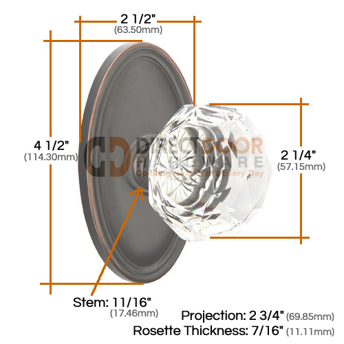 Emtek Diamond Crystal with Oval Rosette