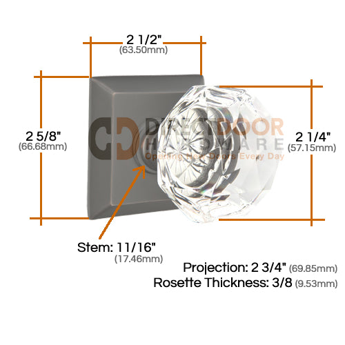 Emtek Diamond Crystal with Quincy Rosette