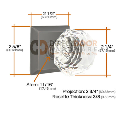 Emtek Diamond Crystal with Quincy Rosette