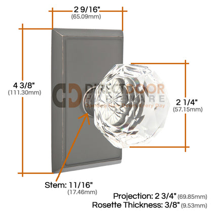 Emtek Diamond Crystal with Rectangular Rosette