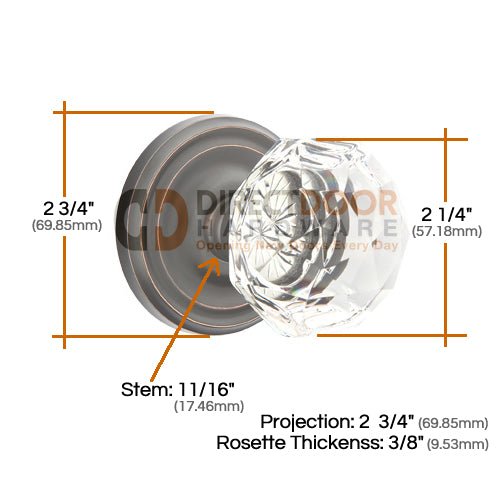 Emtek Diamond Crystal with Regular Rosette