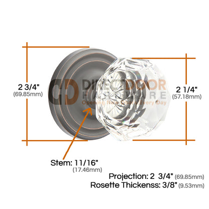 Emtek Diamond Crystal with Regular Rosette