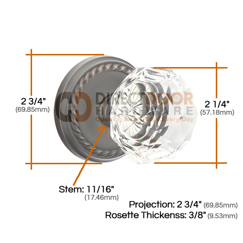Emtek Diamond Crystal with Rope Rosette