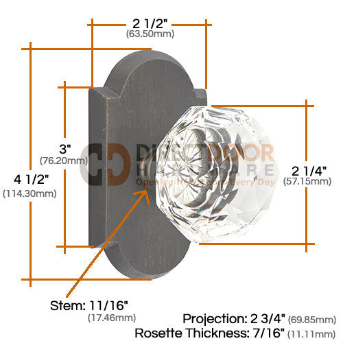 Emtek Diamond Crystal with Sandcast Style 1 Rosette