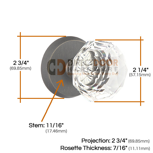 Emtek Diamond Crystal with Sandcast Style 2 Rosette