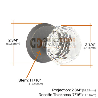 Emtek Diamond Crystal with Sandcast Style 2 Rosette