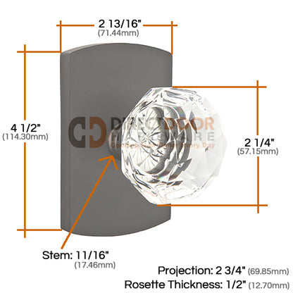 Emtek Diamond Crystal with Sandcast Style 4 Rosette