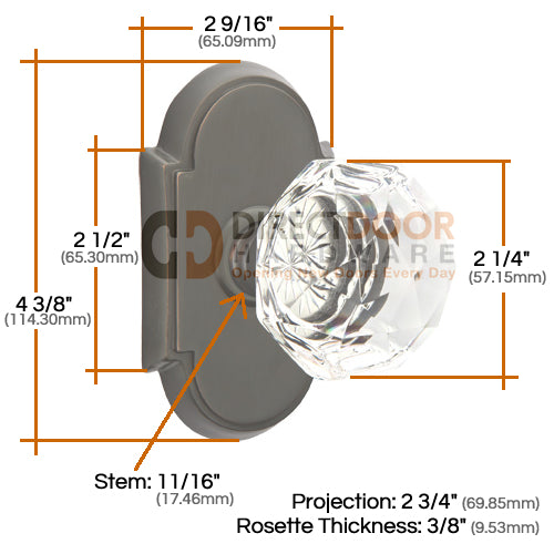 Emtek Diamond Crystal with Style #8 Rosette