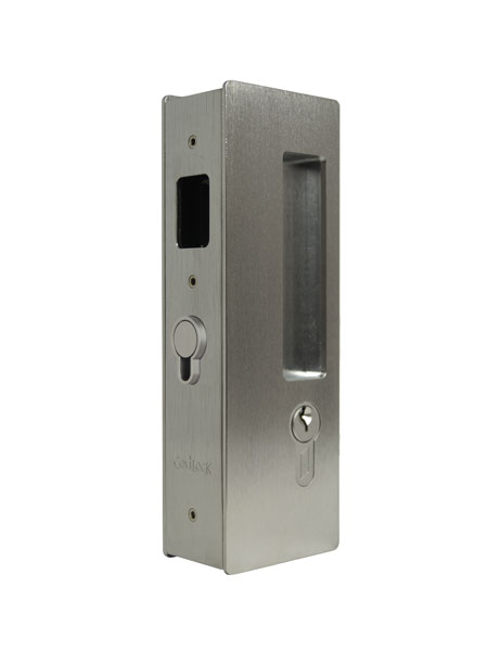 CL400C Keyed Pocket Door Lock - Satin Chrome