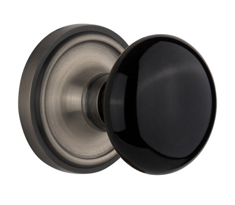 Nostalgic Warehouse Black Porcelain Knob with Classic Rosette ( All Mortise Come W/ Keyhole )