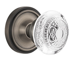 Nostalgic Warehouse Classic Rosette with Egg and Dart Crystal Knob - Antique Pewter