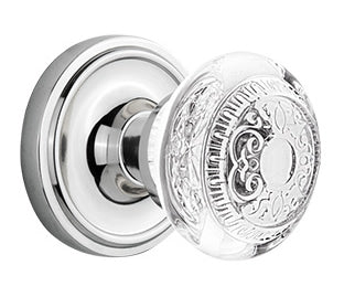 Nostalgic Warehouse Classic Rosette with Egg and Dart Crystal Knob - Bright Chrome