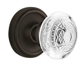 Nostalgic Warehouse Classic Rosette with Egg and Dart Crystal Knob - Oil Rubbed Bronze