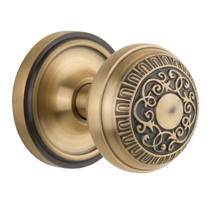 Nostalgic Warehouse Egg and Dart Knob with Classic Rosette - Antique Brass ( All Mortise Come W/ Keyhole )