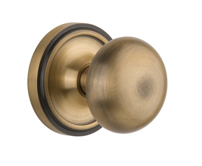 Nostalgic Warehouse New York Knob with Classic Rosette - Antique Brass( All Mortise Come W/ Keyhole )