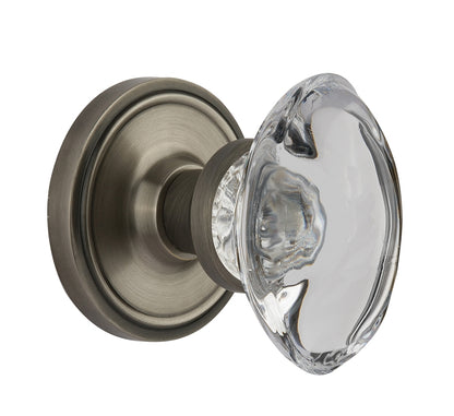 Nostalgic Warehouse Oval Crystal Knob with Classic Rosette - Antique Pewter