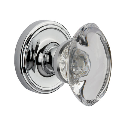 Nostalgic Warehouse Oval Crystal Knob with Classic Rosette - Bright Chrome
