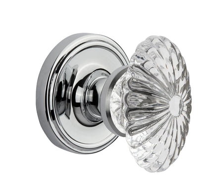 Nostalgic Warehouse Oval Fluted Crystal Knob with Classic Rosette - Bright Chrome