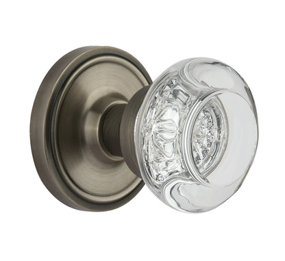 Nostalgic Warehouse Round Clear Crystal Knob with Classic Rosette - Antique Pewter