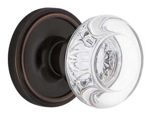 Nostalgic Warehouse Round Clear Crystal Knob with Classic Rosette - Timeless Bronze
