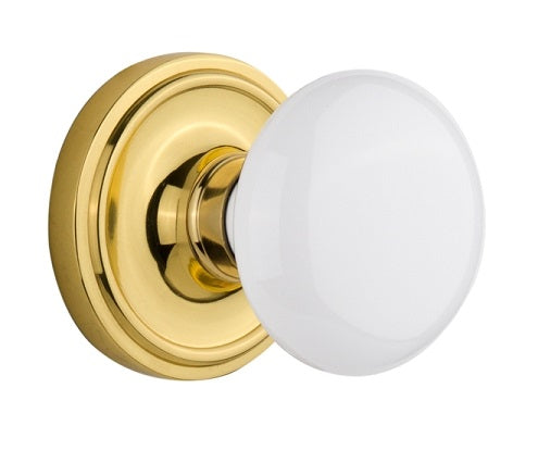 Nostalgic Warehouse Porcelain Knob with Classic Rosette ( All Mortise Come W/ Keyhole )