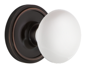 Nostalgic Warehouse Porcelain Knob with Classic Rosette - Timeless Bronze