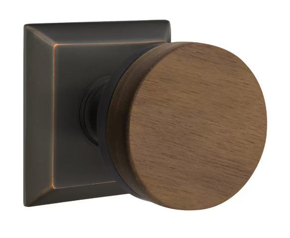 Emtek Walnut Interior Mortise Knob with Quincy Rosette