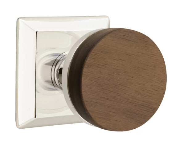 Emtek Walnut Interior Mortise Knob with Quincy Rosette