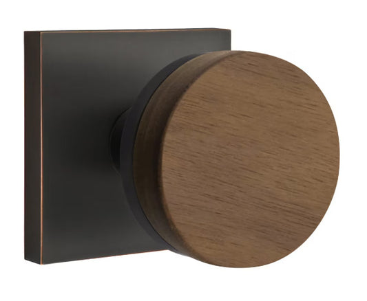 Emtek Conical Walnut Knob with Square Rosette