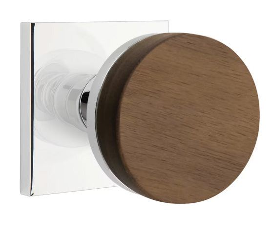 Emtek Walnut Interior Mortise Knob with Square Rosette