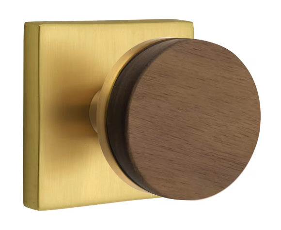 Emtek Walnut Interior Mortise Knob with Square Rosette