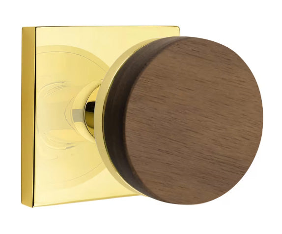 Emtek Walnut Interior Mortise Knob with Square Rosette