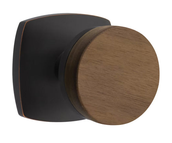 Emtek Walnut Interior Mortise Knob with Urban Rosette