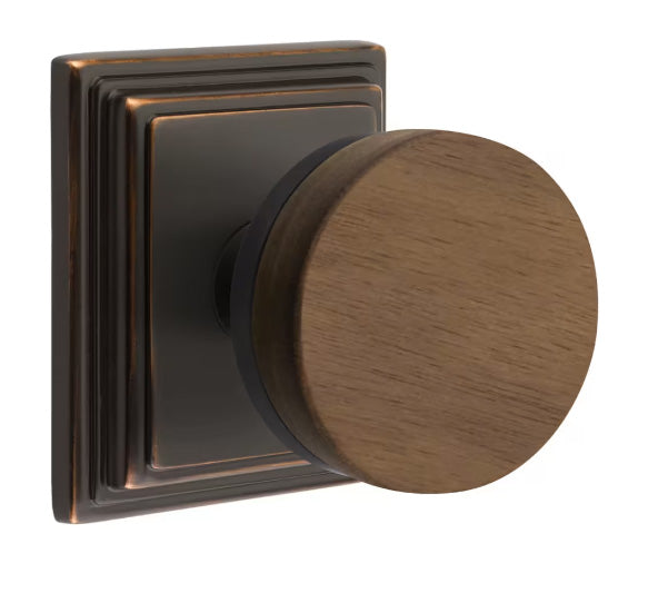Emtek Conical Walnut Knob with Wilshire Rosette