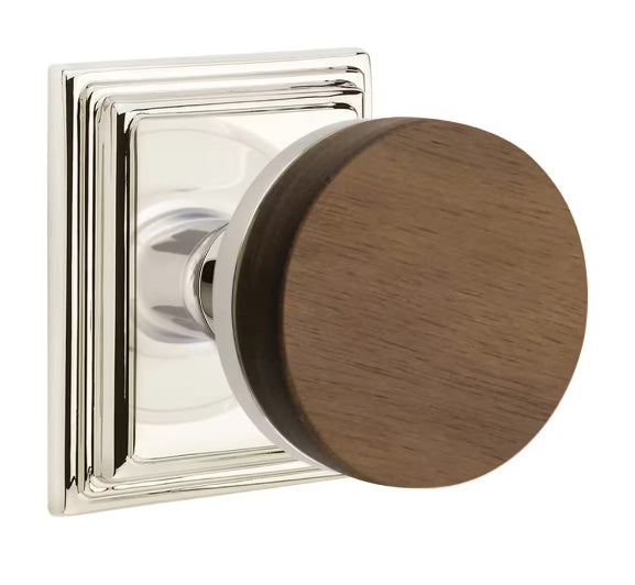 Emtek Walnut Interior Mortise Knob with Wilshire Rosette