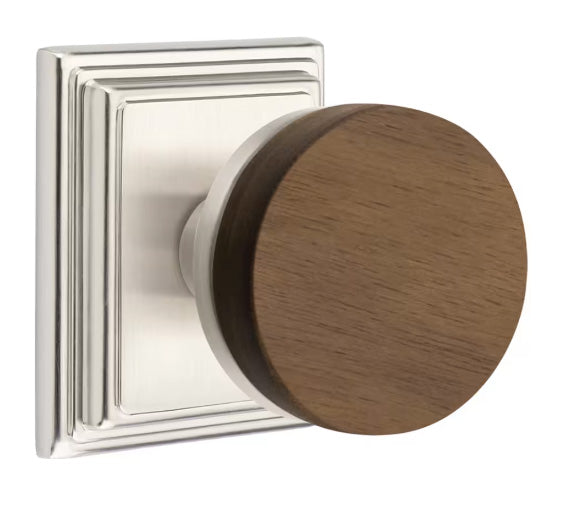Emtek Walnut Interior Mortise Knob with Wilshire Rosette