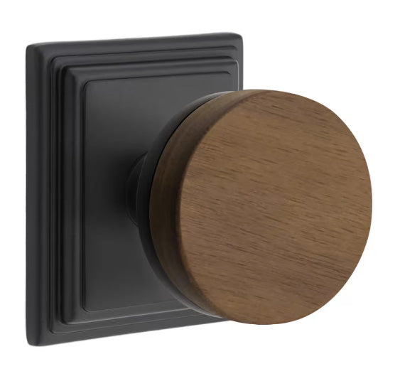 Emtek Conical Walnut Knob with Wilshire Rosette