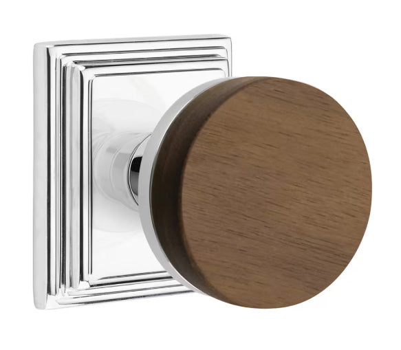 Emtek Conical Walnut Knob with Wilshire Rosette