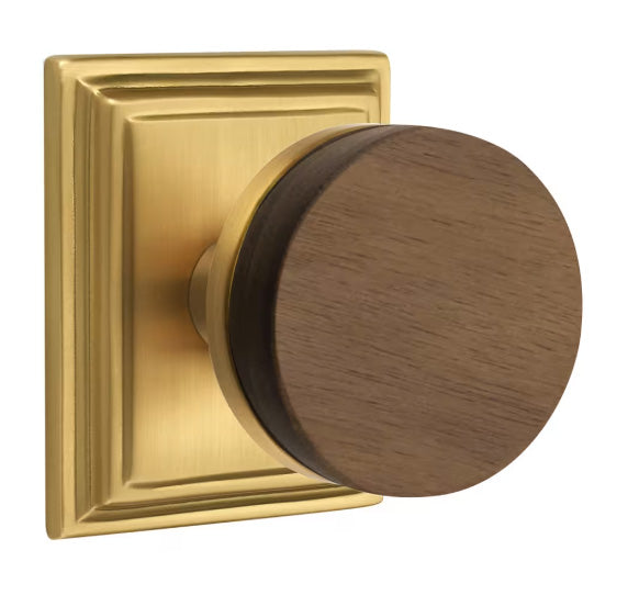 Emtek Conical Walnut Knob with Wilshire Rosette