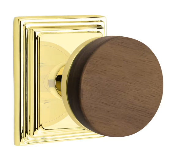 Emtek Conical Walnut Knob with Wilshire Rosette