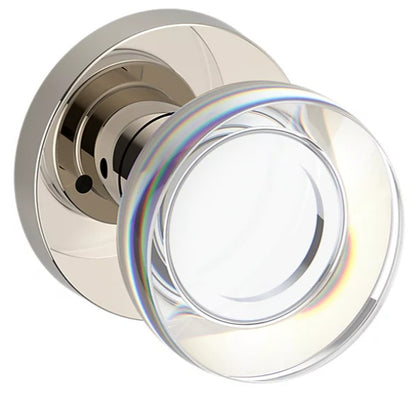 Baldwin Reserve Series Contemporary Crystal Knob with Round Rosette - Polished Nickel