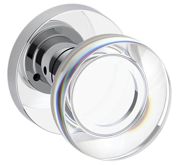 Baldwin Reserve Series Contemporary Crystal Knob with Round Rosette - Polished Chrome
