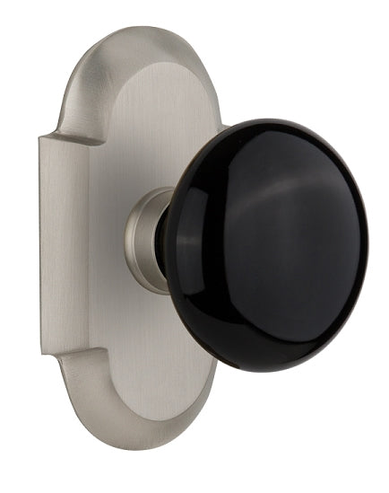 Nostalgic Warehouse Cottage Plate with Black Porcelain Knob - Satin nickel