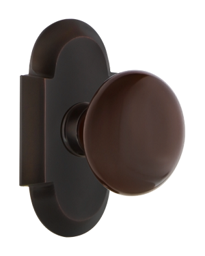 Nostalgic Warehouse Cottage Plate with Brown Porcelain Knob - Timeless Bronze