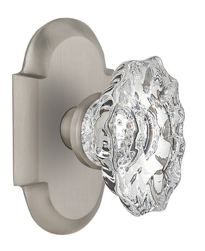Nostalgic Warehouse Cottage Plate with Crystal Knob - Satin nickel