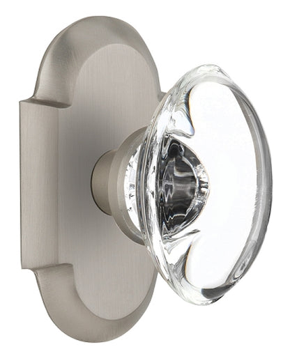 Nostalgic Warehouse Cottage Plate with Oval Clear Crystal Knob - Satin nickel