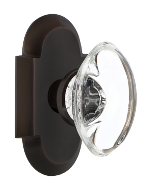 Nostalgic Warehouse Cottage Plate with Oval Clear Crystal Knob - Timeless Bronze